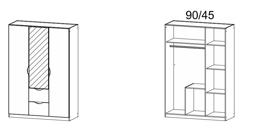 Rauch BLUE 3-türiger Drehtürenschrank mit Spiegel Alvara 2322