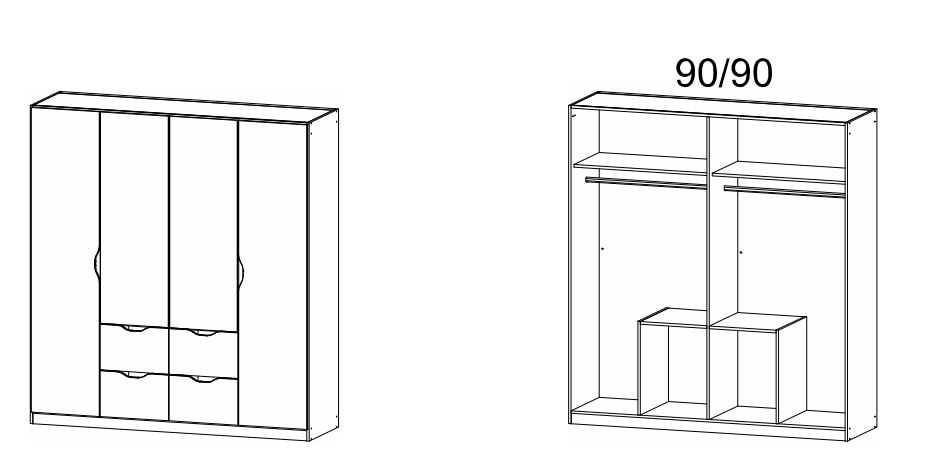 Rauch BLUE 4-türiger Drehtürenschrank Alvara 3213