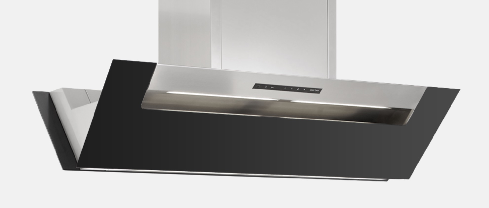 Berbel Inselhaube BIH 110 EG Glasdekor Schwarz, Schachtdekor Edelstahl Ergoline 1020000S