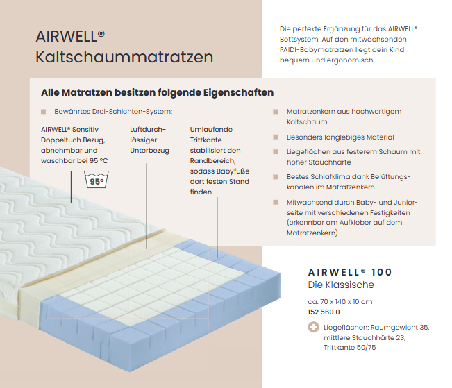 Paidi Babybett-Matratze Airwell 100 Die Klassische 