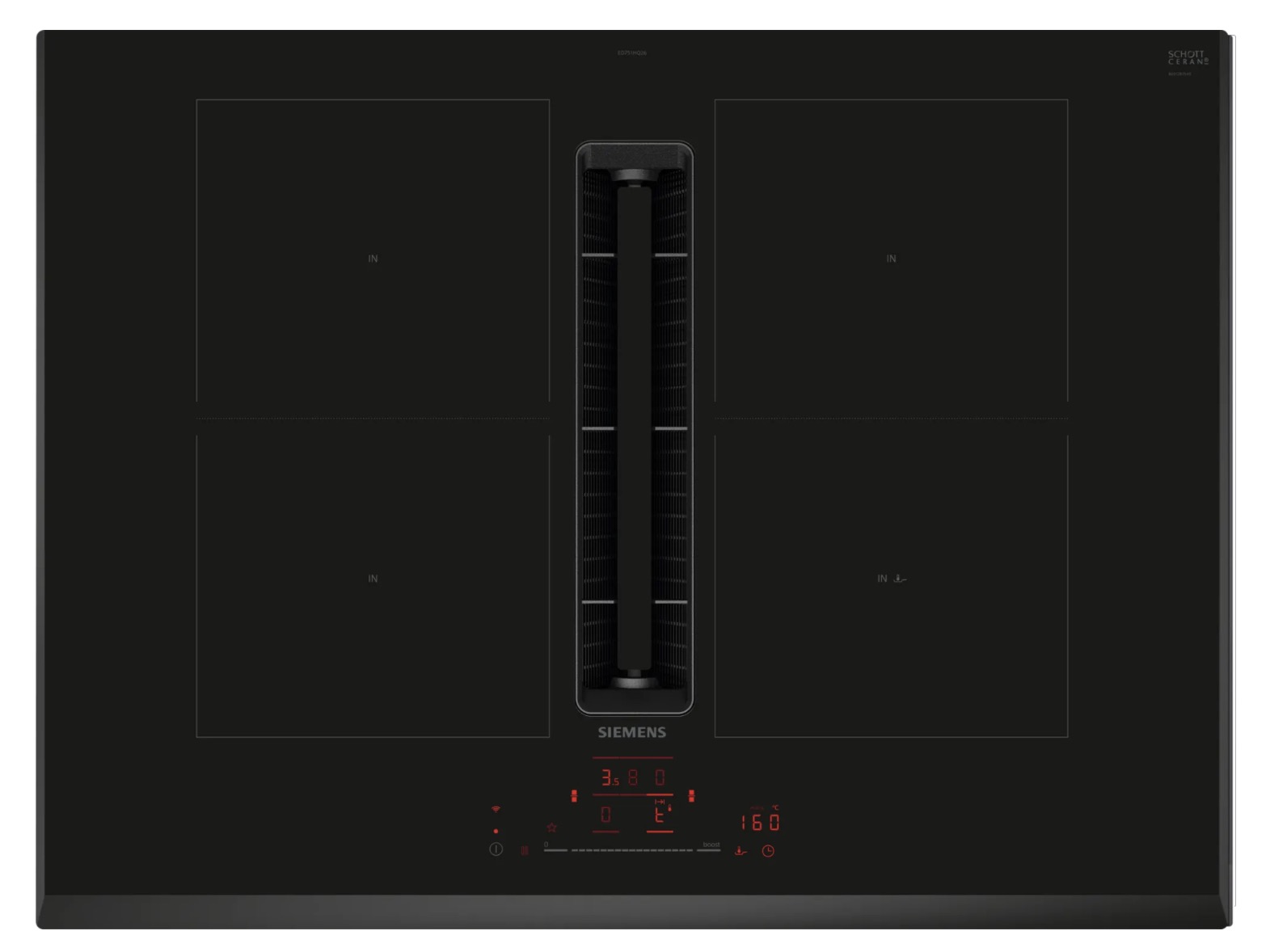 Siemens powerLine iQ500 Kochfeld mit Dunstabzug (Induktion) 70 cm Rahmenlos aufliegend ED751HQ26E