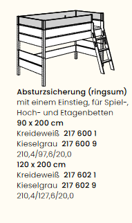 Paidi Absturzsicherung ringsum mit einem Einstieg Tiago 