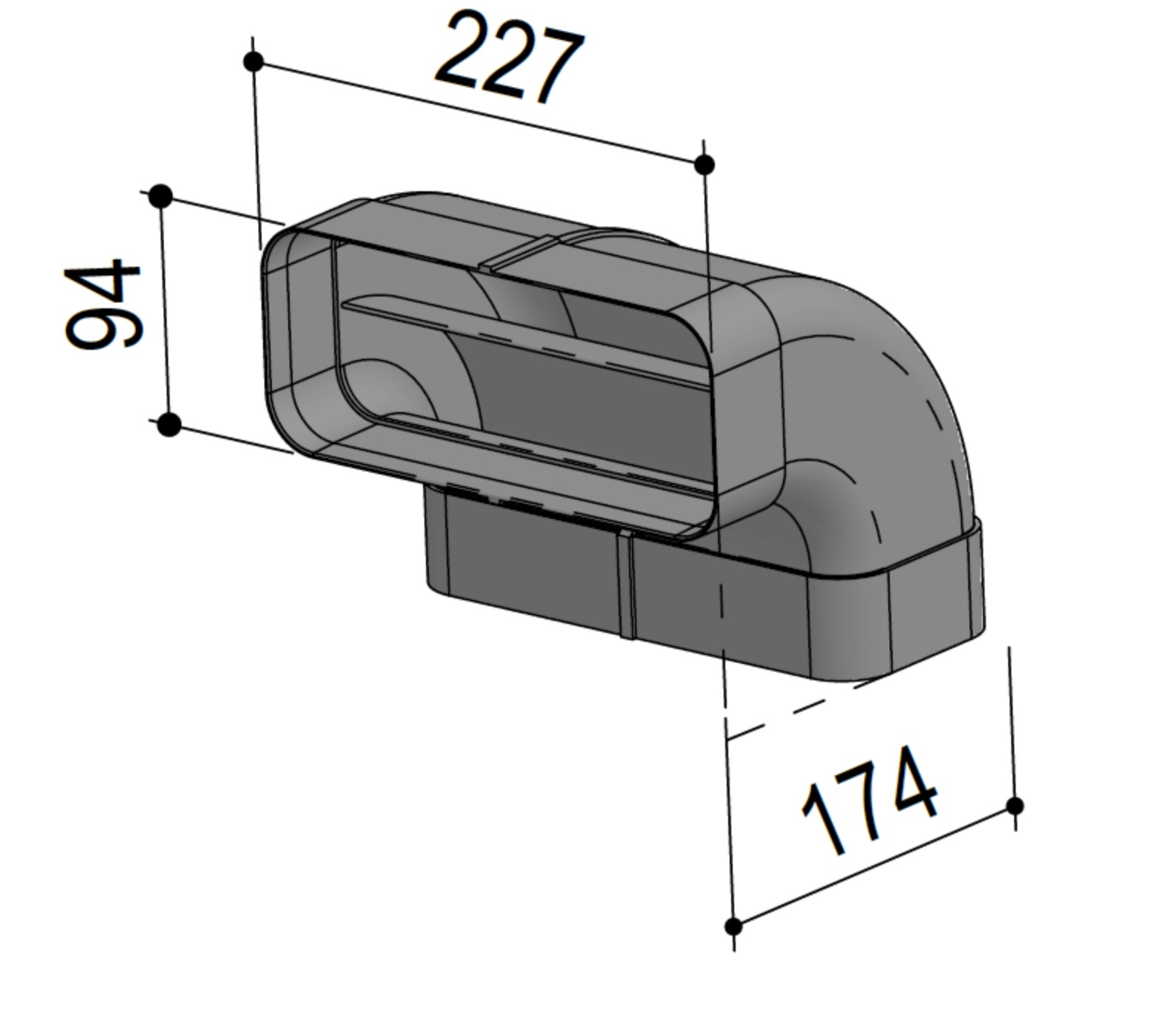 Berbel Flachkanal 150 90°-Bogen senkrecht 6002280