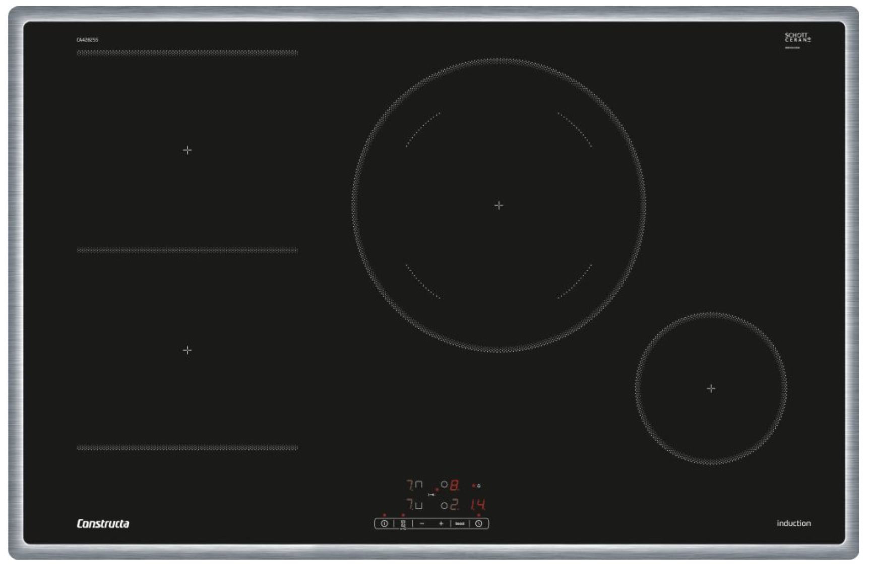 Constructa Induktionskochfeld 80 cm Schwarz mit Rahmen aufliegend CA428255