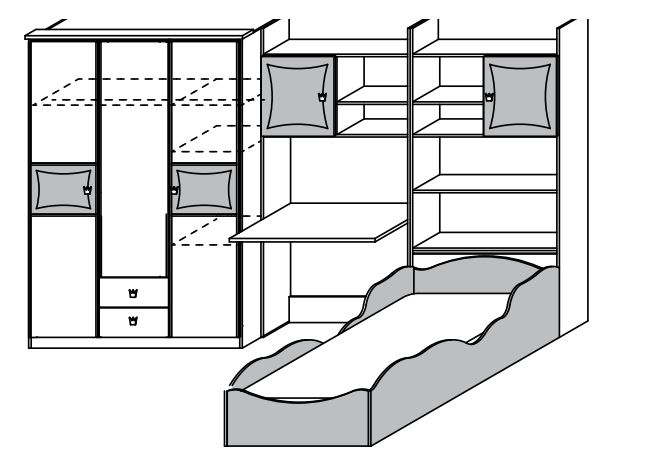 Rauch ORANGE Judendzimmer 4-tlg. Kate 0B75