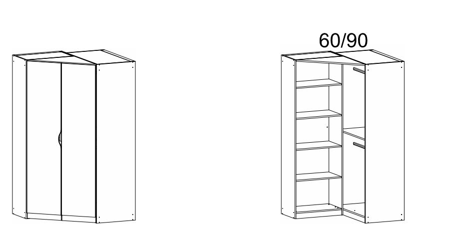 Rauch BLUE 2-türiger Drehtüren-Eckschrank Alvara 3229