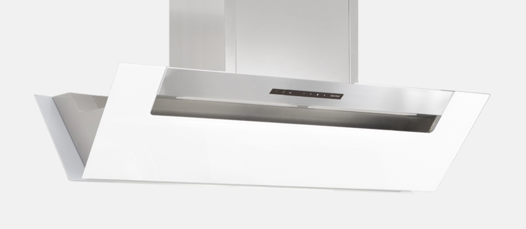 Berbel Inselhaube BIH 110 EG Glasdekor Weiß, Schachtdekor Edelstahl Ergoline 1020000W