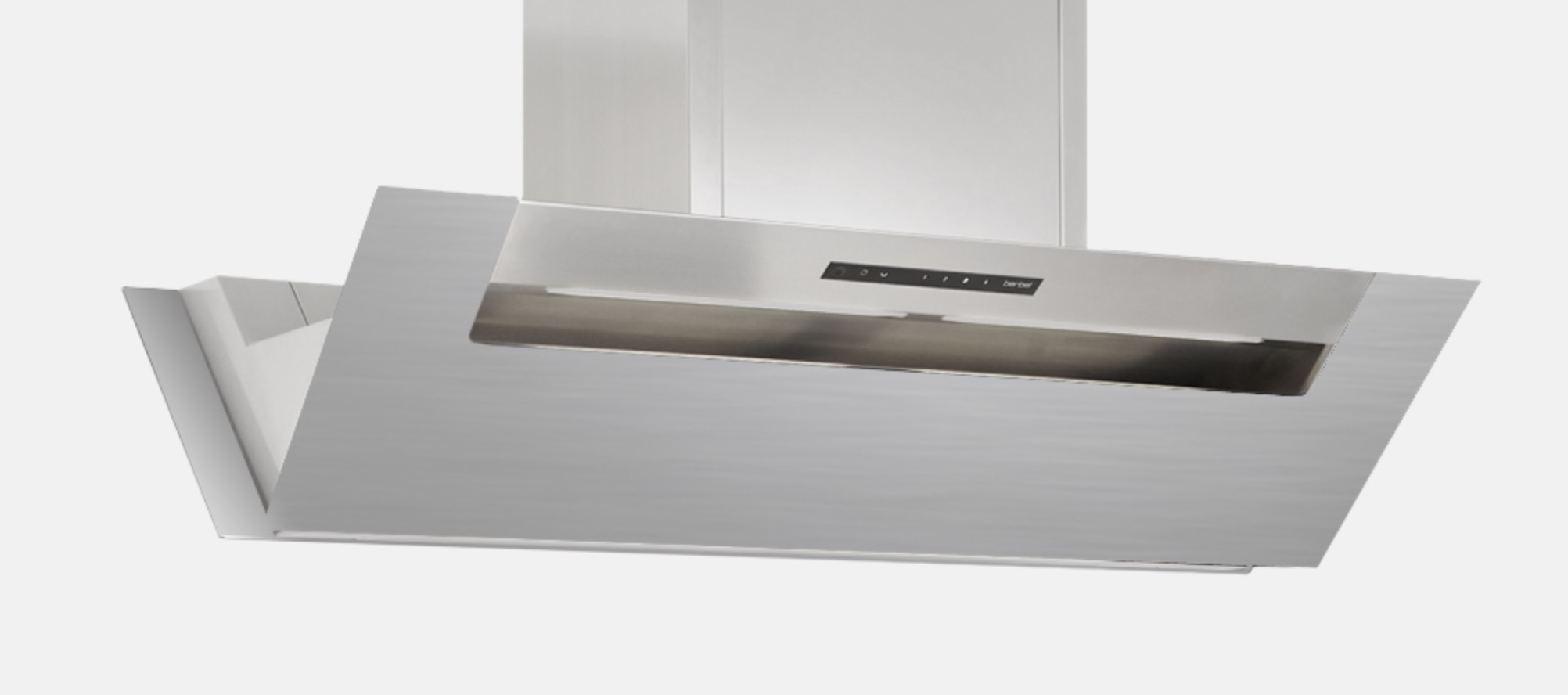 Berbel Inselhaube BIH 110 EG Glasdekor Silbermetallic, Schachtdekor Edelstahl Ergoline 1020000SM