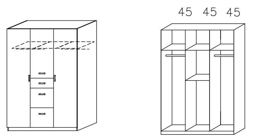 Rauch BLUE 3-türiger Drehtürenschrank Point 3713