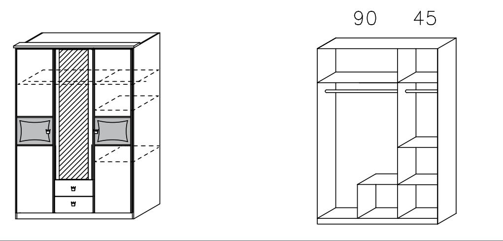 Rauch ORANGE 3-türiger Drehtürenschrank mit Spiegel Kate 0984