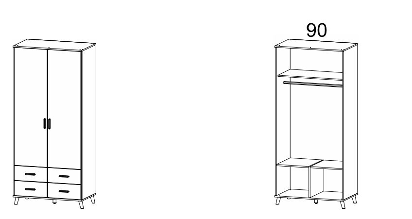 Rauch ORANGE 2-türiger Drehtürenschrank Annett 3538