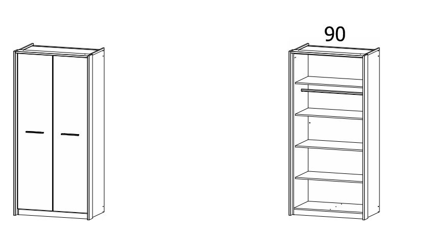 Rauch BLUE 2-türiger Drehtürenschrank Point 3711